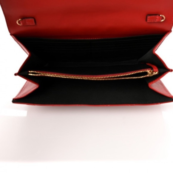 SALE!! Versace red nappa icon medusa logo leather evening bag or wallet on chain - Picture 5 of 14